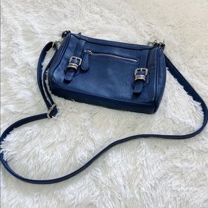 Charming Charlie Navy Vegan Leather Crossbody Purse